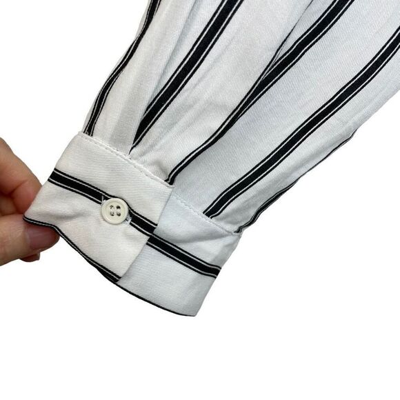 New Urban Outfitters Lumiere Black White Stripe Button Down Blouse Size S - Picture 3 of 7